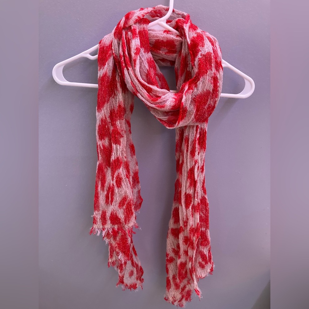 Ann Taylor Red Leopard Print Scarf